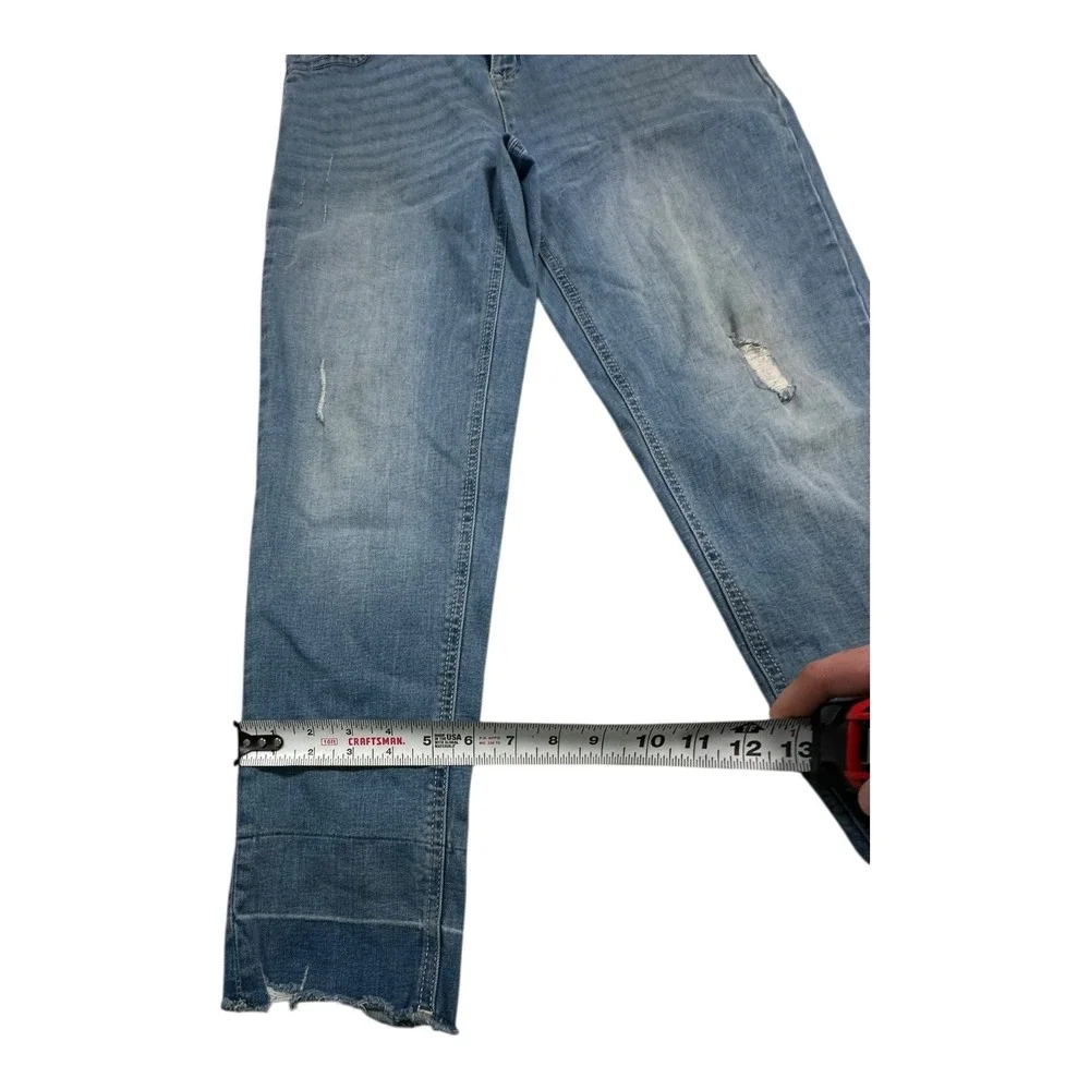 Justice‎ Girls Size 16 Blue Denim Straight Leg Jeans Distressed Frayed Hem
